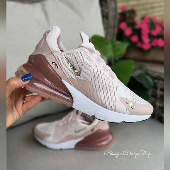 Nike Shoes - Bling Nike Women's Air Max 270 Pink Sneakers Shoes Customized with Crystals
